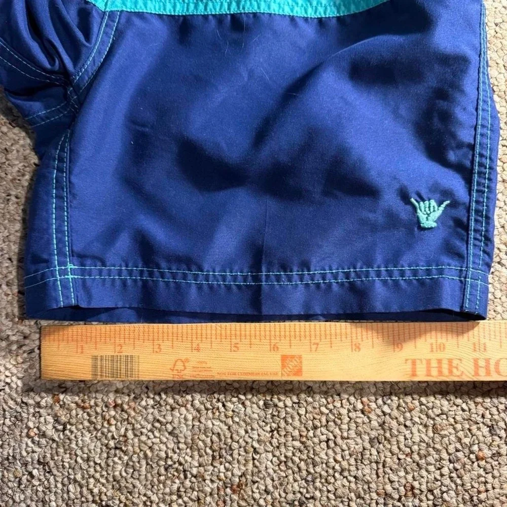 Vintage 80s Beach Bros Color Block Swim Trunks Teal Blue Surf Board Shorts